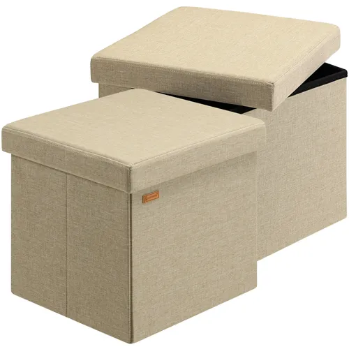 DeubaXXL DE Sitzhocker 2er-Set Beige 38x38x38cm faltbar in beige von Deuba