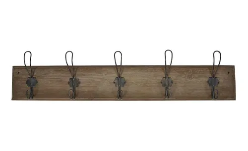 Ib Laursen Wandhaken Garderobenleiste mit 5 Haken aus Holz - Wand-, Türgarderoben & Haken - Vintage Hakenleiste aus braunem Holz, ideal für jeden Raum und sorgt für stilvolle Ordnung.