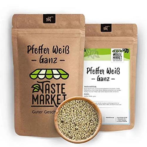 Pfeffer weiß ganz | weißer ganzer Pfeffer | Pfefferkörner | Gewürz | Pfefferbeeren 200 g