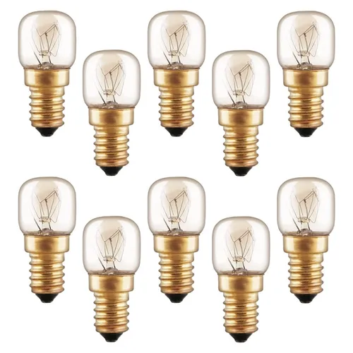 Backofenlampe 25W E14 klar Glühbirne 25 Watt T22 Röhre 300° Doppelwendel 10 x