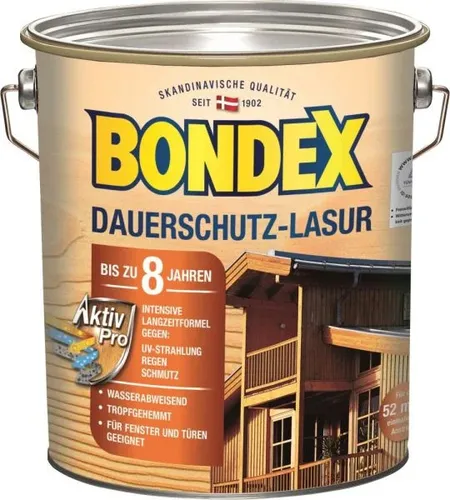Bondex Dauerschutz Lasur 4 L kiefer - Lacke für langlebigen Holzschutz, ideal für Außenanwendungen und schützt effektiv vor Witterungseinflüssen.