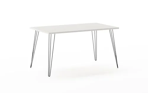 MÖBELPARTNER Fynn Schreibtisch weiß rechteckig 120x80 cm - Kinderschreibtische mit pflegeleichter melaminharzbeschichteter Oberfläche und stabilem 4-Fuß-Gestell aus Stahl – ideal für einen produktiven Arbeitsplatz.