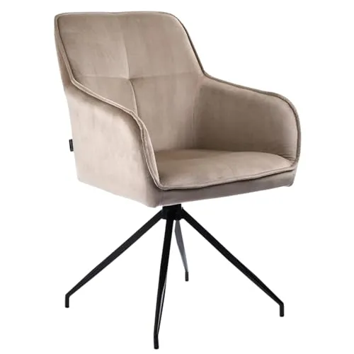 exitodesign Drehstuhl Esszimmer Aster 58x63x88 cm - Esszimmerstühle Gesteppt 180° Drehbar Bürostuhl Stuhl - für Esszimmer Küche Wohnzimmer Salon Schreibtisch (Beige)