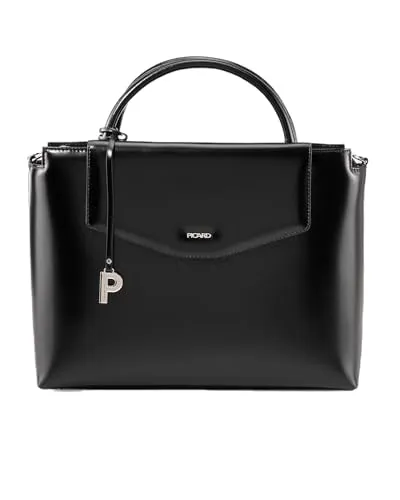 Picard Handtasche Damen Berlin Schwarz - Damen-Schultertaschen mit hochwertigem Rindsleder, elegantes Design und praktischer Stauraum dank gesichertem Innenfach und doppelten Trägeriemen für hohen Tragekomfort.