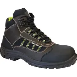 Sicherheitsstiefel Danube Gr.45 - Schwarz/Braun, S3 SRC - Arbeitsschutz-Sicherheitsstiefel mit gefettetem wasserabweisendem Leder, Polycarbonatkappe und durchtrittsicherer Gewebeeinlage für optimalen Schutz auf harten Laufflächen.