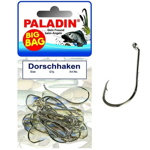 Paladin Dorschhaken BIG BAG Angelhaken Raubfisch Haken mit Öhr 15 Stk. Gr. 4/0