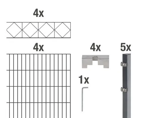 Alberts Doppelstabmattenzaun Bergen 100 cm, 8 m Länge, anthrazit - Hochwertiger Gartenzaun mit langlebiger Kunststoffbeschichtung in anthrazit, ideal zum Einbetonieren. Rostgeschützte Stahldrahtmatten für eine lange Lebensdauer.