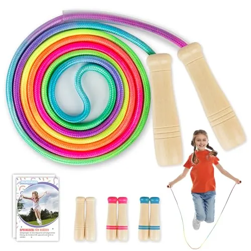 Verstellbares Springseil für Kinder mit Holzgriff – 250 cm von Paleclouds