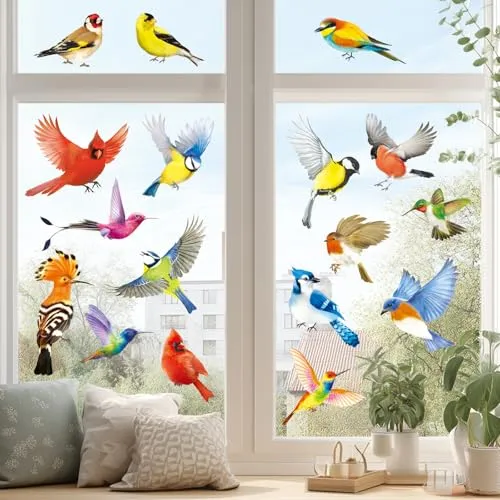 DECOWALL CDS4-9003 Fensteraufkleber Vögeln Haften Bunt wiederverwendbar um zu verhindern dass Glasscheiben fliegen Antikollisions Vogelschlag Tiere Heimdekoration