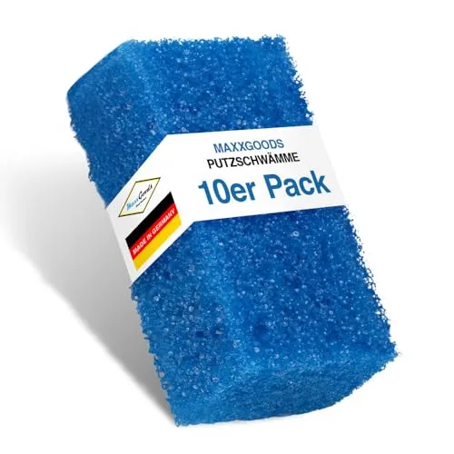 Gundel-Putz Putzschwamm Set 10 Pack, Blau - Reinigungsschwämme - Schmierfrei, Kratzfrei & Schonend für alle Oberflächen - Spülschwamm und Topfreiniger - Schwamm für Putzsteine (11x6x4cm)