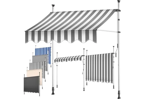 KESSER® Manuelle Sonnenschutz Markise 350 cm - Flexibler UV-Schutz für Terrasse und Balkon - Markisen für Outdoor: Höhenverstellbar, einfach zu montieren ohne Bohren und aus hochwertigem, wasserfestem Polyester für optimalen Sonnenschutz und Privatsphäre.