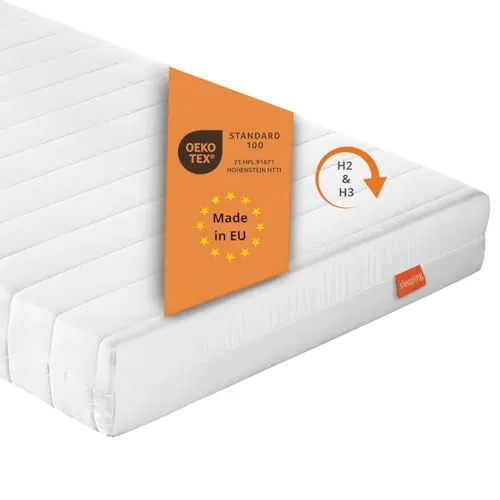 Sleepling PureComfort 7-Zonen Kaltschaummatratze 80 x 200 cm - Ergonomische Wendematratze mit zwei Härtegraden (H2 & H3) für individuellen Schlafkomfort. Ideal für alle Schlafpositionen und mit atmungsaktivem, waschbarem Bezug – perfekt für Allergiker.
