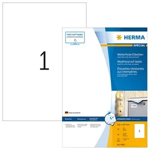 HERMA 4602 Wetterfeste Folienetiketten für Inkjet Drucker - Sonstige Etiketten, wetterfest und ideal für langlebige Adressbeschriftungen, perfekt für den Außeneinsatz.