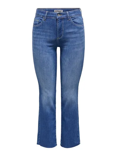 ONLY Flared Fit Jeans in Blau - S/L30 - Stylische Flared Fit Jeans mit Regular Waist, 5-Pocket Design und Kunstleder-Patches für einen modernen Look. Perfekt für trendbewusste Frauen!