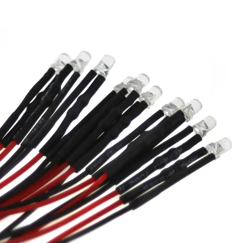 Stück LED gelb 3mm 12 Volt mit Vorwiderstand m. 20cm Anschlusskabel Modellbau 10
