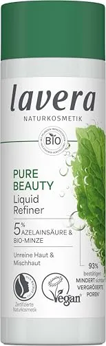lavera Pure Beauty Liquid Refiner – Naturkosmetik Gesichtswasser mit Azelainsäure & Bio-Minze – sanftes Peeling & Porenverfeinerer für unreine Haut & Mischhaut – vegane Gesichtspflege – 100ml