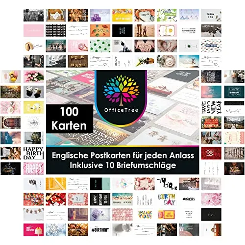 OfficeTree 100x Grußkarten Set A6 mit 10 Umschlägen