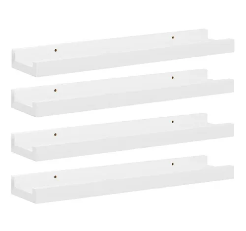 furnicato Wandregal Praktisches aus MDF 40 x 9 x 3 cm Hochglanz-Weiß, 4-tlg.