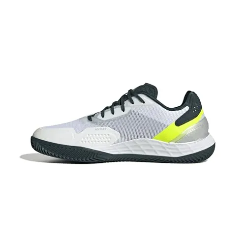 adidas Tennisschuhe Defiant Speed 2 Clay - Herren Tennis-Schuhe in Weiß/Grün/Gelb, Größe 46 (11,5) - Tennisschuhe mit Lightstrike Zwischensohle für optimale Dämpfung und Komfort auf Sandplätzen. Atmungsaktives Mesh-Obermaterial und stabile Fersenkappe für sicheren Halt bei schnellen Bewegungen.