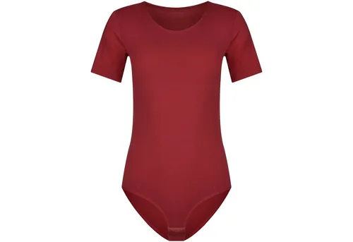 Evoni Body Damen Kurzarmbody Rundhals Bodysuit in rot von Evoni
