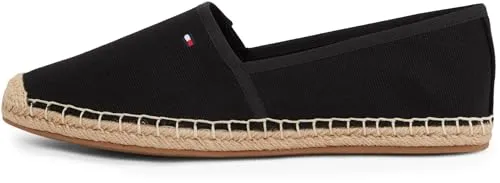 Tommy Hilfiger Damen Espadrilles Flag Canvas, Schwarz (Black) - Espadrilles für Damen mit Jutebedeckter Zwischensohle und thermoplastischer Gummilaufsohle, ideal für sommerliche Outfits und mit ikonischem Tommy Hilfiger Logo.