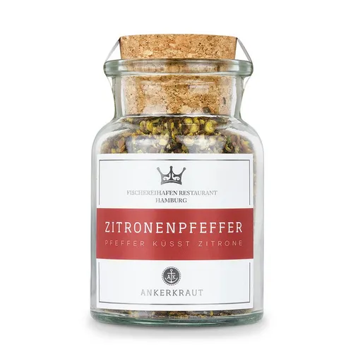 Ankerkraut Gewürz Fischereihafen Restaurant Zitronenpfeffer Mischung, Zitronenpfeffer Mischung (FHR), 85g im Korkenglas