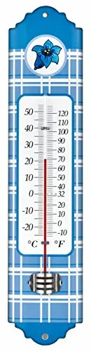 TFA Dostmann Enzian Motiv Innen- und Außenthermometer aus Metall Blau, ((L) 66 x (B) 13 x (H) 295 mm