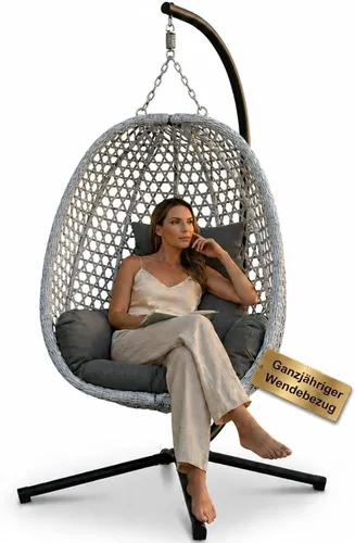 EaseAir® Luxus Hängesessel mit Gestell – Wetterfester Loungesessel für Innen und Außen