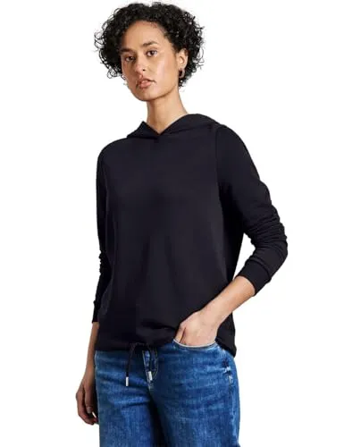 STREET ONE Hoodie mit Kapuze - Deep Tint Blue - Casual Sweatshirt mit Kapuze, aus atmungsaktiver und pflegeleichter Baumwollmischung, ideal für entspannte Tage.