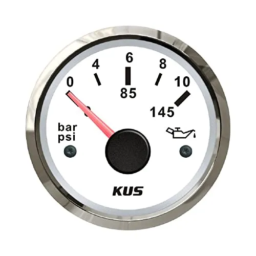 KUS Warranted Oil Kraftstoff Manometer Meter 0-10Bar 0-145PSI Mit Hintergrundbeleuchtung 12V / 24V 52MM (2