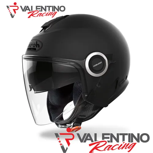 JET-Helm Airoh Helios Schwarz Matt Lange Visier Doppelte Visier Größe MS 56 cm