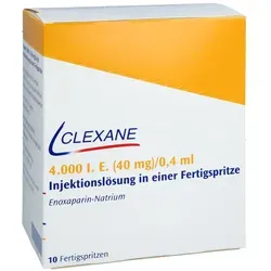 Produktbild CLEXANE 4.000 I.E. 40mg/0,4ml ILO F.Sp.+Sich-Sys. 10 St
