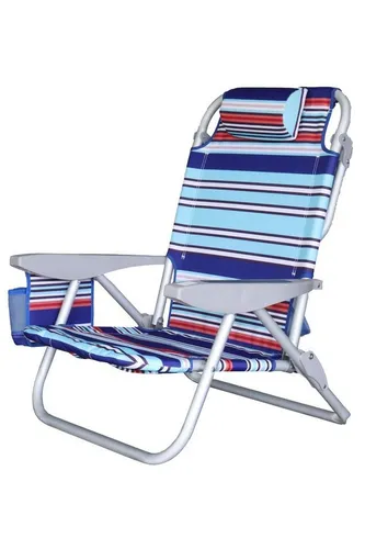 ELLUG Campingstuhl - Verstellbarer Strandstuhl mit Kühltasche - Klappstuhl für Camping und Strand, höhenverstellbare Rückenlehne und integrierte Kühltasche für erfrischende Getränke unterwegs.