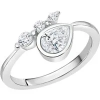 Zeeme Silber Ring 925 mit Zirkonia - Eleganter Damen-Ring aus rhodiniertem 925 Sterling Silber, verziert mit funkelnden weißen Zirkonia-Steinen – perfekt für jeden Anlass!