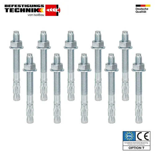 Schwerlastanker ETA Verzinkt Stahl M12x120mm Bolzenanker Schwerlastdübel 10 Stk.
