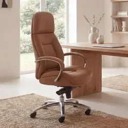 FineBuy Designer Bürostuhl Echtleder XXL - Ergonomischer Schreibtischstuhl bis 120 kg - Bürostuhl mit ergonomischer Lendenwirbelstütze und Nackenstütze für komfortables Arbeiten. Ideal für große Personen bis 200 cm, pflegeleicht und mit hochwertiger Polsterung.