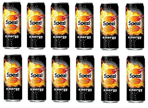 Spezi Energy 12 Dosen a 0,33L - Energy & Fitness Drink, erfrischender Geschmack in praktischen 0,33L Dosen, ideal für unterwegs und perfekt für einen Energieschub.