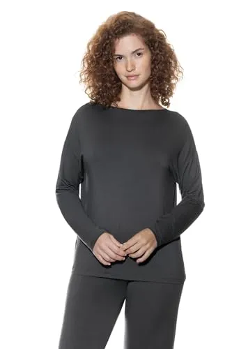 Mey Nachtwäsche Serie Pure Chic Damen Homewear-Oberteile Thunder Grey L - Schlafanzugoberteile für Damen mit legerer Passform und luxuriösem Glanz, ideal für entspannte Abende und stilvolle Momente zu Hause.
