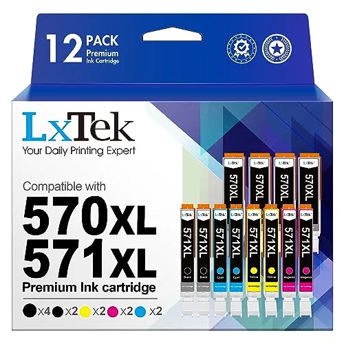 LxTek 570XL 571XL Patronen Multipack Kompatibel für Druckerpatronen Canon TS5050 für PGI-570XL CLI-571XL für Canon MG5750 Patronen für PIXMA TS5055 MG6850 MG5751 MG5752 MG6800 MG6851 (12er-Pack)