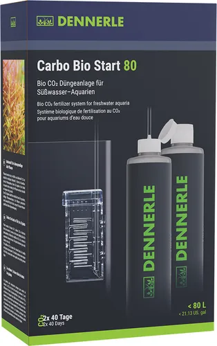Dennerle Carbo Bio Start 80 - Bio CO2 Düngeanlage für Aquarien - Aquariumszubehör mit gleichmäßiger CO2 Düngung für gesunde Pflanzen. Hergestellt aus 100% nachwachsenden Rohstoffen, sorgt es für leuchtende Farben und mindestens 40 Tage CO2 Produktion.