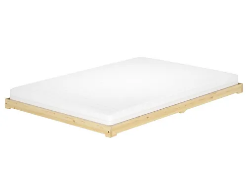 ERST-HOLZ Massivholzbett Futonbett Massivholz Extra Niedrig Kiefer Massivholz 140 x 200 cm, Kiefer farblos lackiert