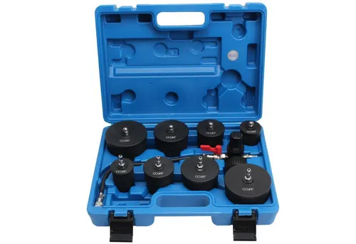 CCLIFE 9tlg Turbolader Ladeluft System Adapter Satz - Sonstige KFZ-Ersatzteile, ideal für präzise Druckprüfungen an Ladeluftschläuchen in verschiedenen Größen von 35 bis 90 mm.