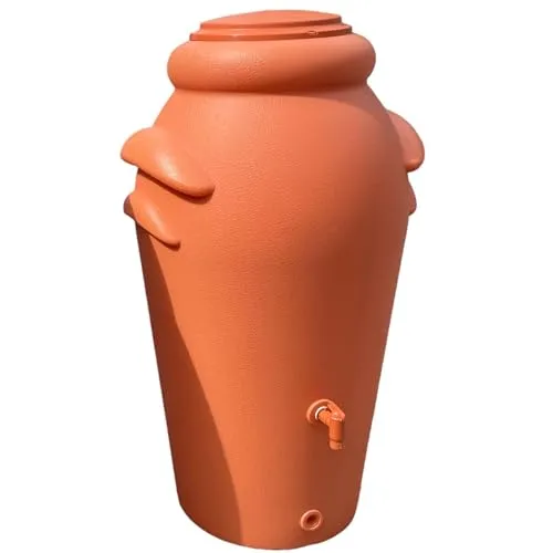 F & R Regenwassertonne 200 Liter - Regentonne aus UV- und frostbeständigem Kunststoff, ideal für effiziente Bewässerung im Garten und öffentliche Einrichtungen, mit abdichtendem Deckel und praktischem Wasserhahn.