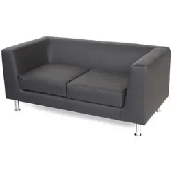 Wartezimmer-Sofa 2-Sitzer Kunstleder schwarz