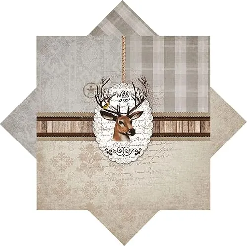 ZauberDeko Servietten Hirsch 'Wild Deer' Taupe Braun Tischdeko Herbst 33 x 33 cm 20er Pack