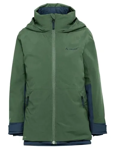 VAUDE Kinderjacke Kids Casarea 3in1 Jacket II, isolierte Innenjacke zum Wenden, wasserdicht, winddicht und atmungsaktiv, woodland, 110-116