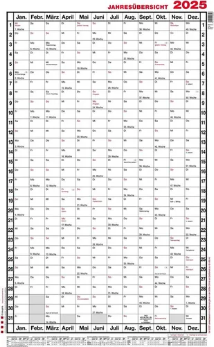 GÜSS Kalender Jahresplaner Jahresübersicht A1 hoch 12 Monate im Versandrohr Kalendarium 2026