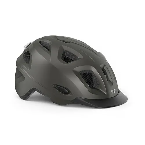 MET Mobilite Helm grau - Sicher und stylisch - Fahrradhelm mit In-Mold Polycarbonat-Schale und Safe-T Mid Fit System für optimalen Sitz. Ausgestattet mit reflektierenden Elementen und LED-Rücklicht für bessere Sichtbarkeit.