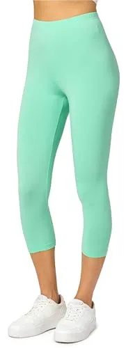 Merry Style Damen Leggings 3/4 Capri Leggings aus Viskose MS10-144 (Minze, M)