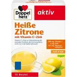 Doppelherz Heiße Zitrone Vitamin C + Zink 10 ST - Nahrungsergänzungsmittel für ein starkes Immunsystem, schnell zubereitet und fruchtig im Geschmack. Ideal für kalte Tage oder als erfrischendes Kaltgetränk.
